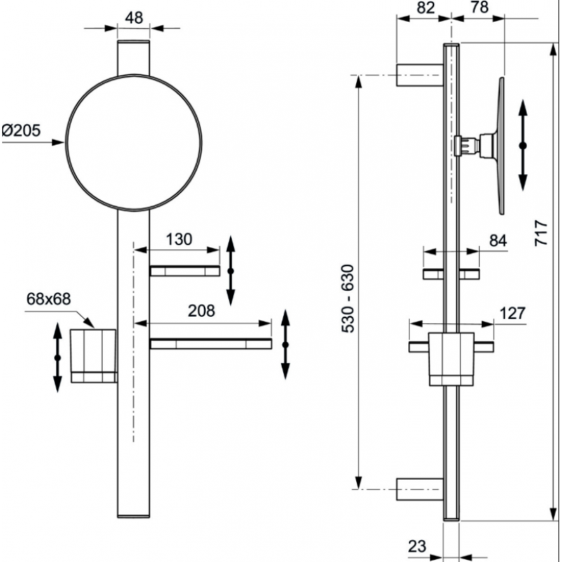Окачване 700 мм с аксесоари Ideal Standart Alu+ BD589RO, розе - цена: 230.00лв.